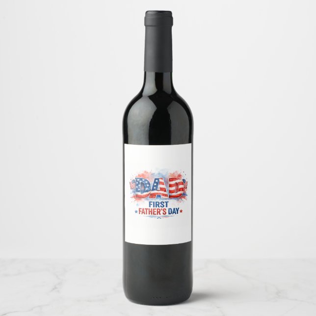 Patriotic Father's Day Wine Label (Front)