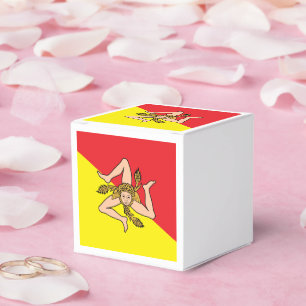 Patriotic favor box with Flag of Sicily, Italy