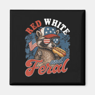 Patriotic Feral Racoon Illustration For July 4th  Magnet