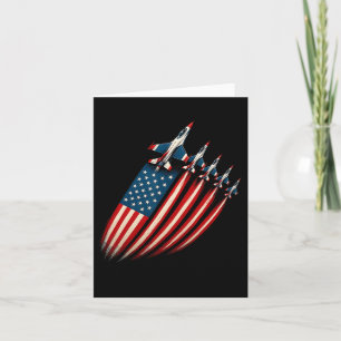 Patriotic Fighter Jet Aeroplane Usa Flag 4th Of Ju Card