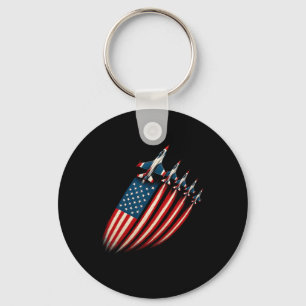Patriotic Fighter Jet Aeroplane Usa Flag 4th Of Ju Key Ring