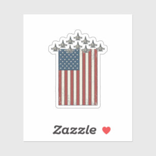 Patriotic Fighter Jet Flag Vintage Engraving Desig