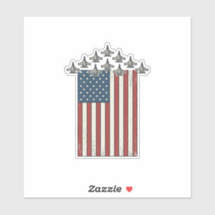 Patriotic Fighter Jet Flag Vintage Engraving Desig