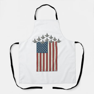 Patriotic Fighter Jet Flag Vintage Engraving Desig Apron