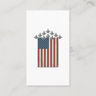 Patriotic Fighter Jet Flag Vintage Engraving Desig Business Card