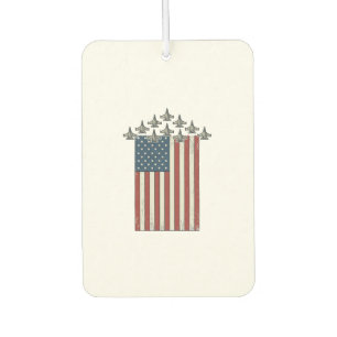 Patriotic Fighter Jet Flag Vintage Engraving Desig Car Air Freshener