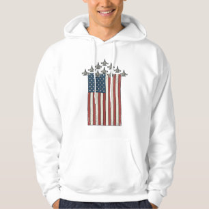 Patriotic Fighter Jet Flag Vintage Engraving Desig Hoodie