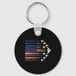 Patriotic Fighter Jets Usa Flag Red White And Blue Key Ring