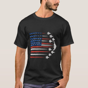 Patriotic Fighter Jets Usa Flag Red White And Blue T-Shirt