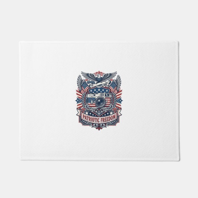Patriotic Film Camera Lover Vector Graphic Tee Doormat (Front)