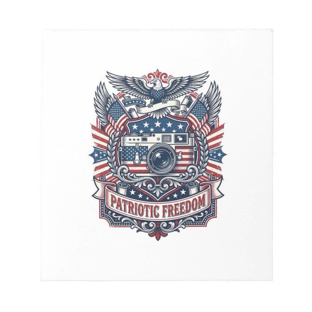 Patriotic Film Camera Lover Vector Graphic Tee Notepad (Front)