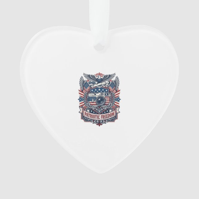 Patriotic Film Camera Lover Vector Graphic Tee Ornament (Front)