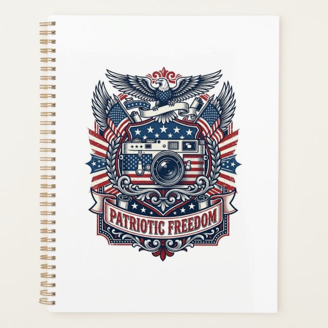Patriotic Film Camera Lover Vector Graphic Tee Planner (Front)