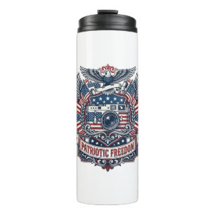 Patriotic Film Camera Lover Vector Graphic Tee Thermal Tumbler