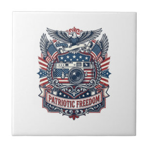 Patriotic Film Camera Lover Vector Graphic Tee Tile