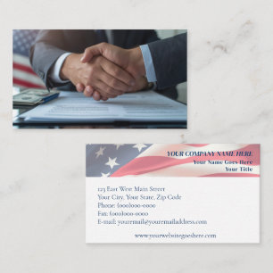 Patriotic Finance & Insurance Handshake Business Card