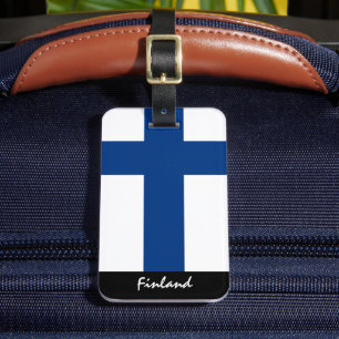 Patriotic Finland Luggage Tags, Finnish Flag Tag
