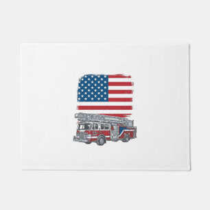 Patriotic Fire Truck American Flag Vintage Shirt_1 Doormat