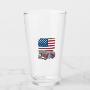 Patriotic Fire Truck American Flag Vintage Shirt_1 Glass