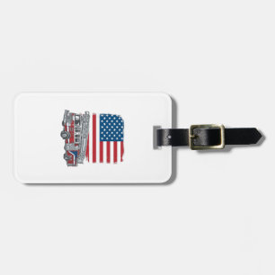 Patriotic Fire Truck American Flag Vintage Shirt_1 Luggage Tag