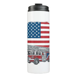 Patriotic Fire Truck American Flag Vintage Shirt_1 Thermal Tumbler