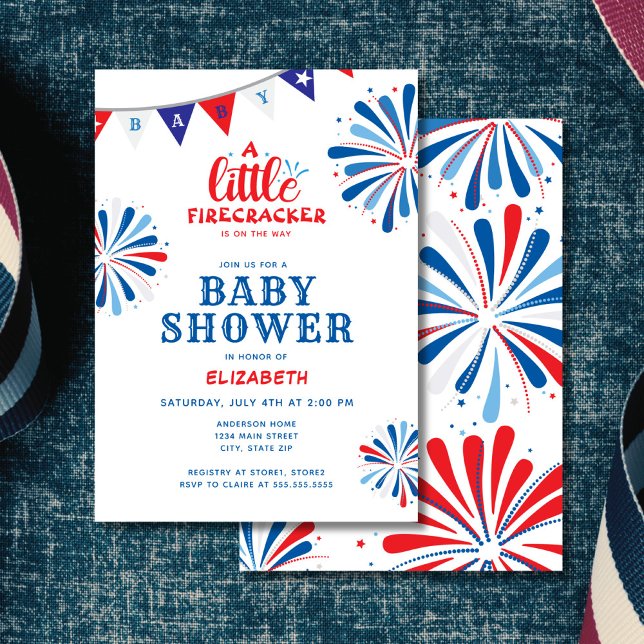 Patriotic Firecracker July Baby Shower Invitation (Creator Uploaded)