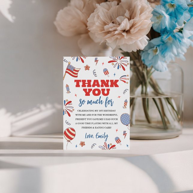Patriotic Firecracker Watercolor Thank You Invitation (Creator Uploaded)
