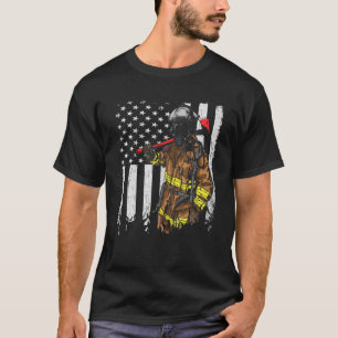 Patriotic Firefighter American USA Flag Fireman Fi T-Shirt