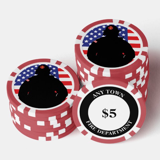 Patriotic Firefighter Flag Design Poker Chips (Stack)
