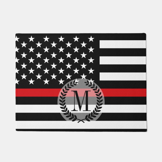 Patriotic Firefighter Style American Flag Doormat (Front)