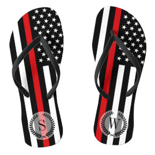 Patriotic Firefighter Style American Flag Jandals