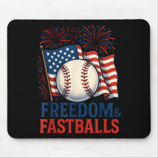 Patriotic Firework Baseball 4th of July Freedom Mouse Pad