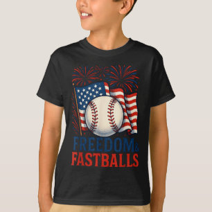 Patriotic Firework Baseball 4th of July Freedom T-Shirt