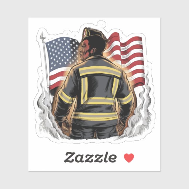 Patriotic Firework Black Firefighter 4th of July (Sheet)