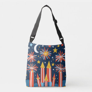 Patriotic Fireworks All-Over Printed Crossbody Bag