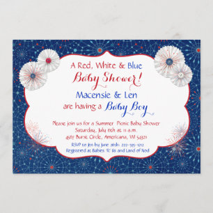 Patriotic Fireworks Baby Shower Invitations