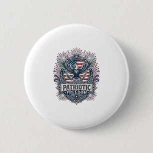 Patriotic Fireworks Festival Vector Graphic Tee_1 6 Cm Round Badge