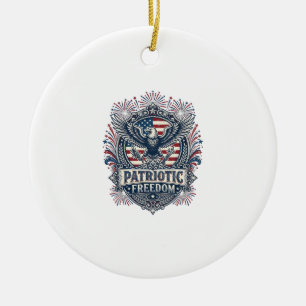 Patriotic Fireworks Festival Vector Graphic Tee_1 Ceramic Tree Decoration