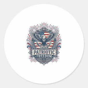 Patriotic Fireworks Festival Vector Graphic Tee_1 Classic Round Sticker