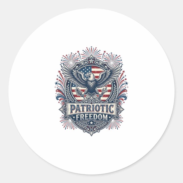 Patriotic Fireworks Festival Vector Graphic Tee_1 Classic Round Sticker (Front)
