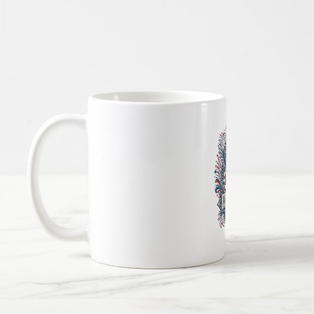 Patriotic Fireworks Festival Vector Graphic Tee_1 Coffee Mug (Left)