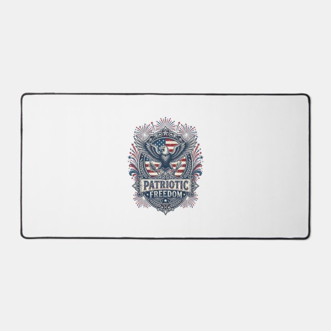 Patriotic Fireworks Festival Vector Graphic Tee_1 Desk Mat (Front)