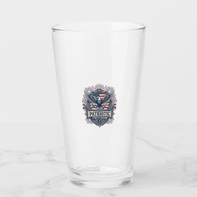 Patriotic Fireworks Festival Vector Graphic Tee_1 Glass (Front)