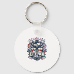 Patriotic Fireworks Festival Vector Graphic Tee_1 Key Ring