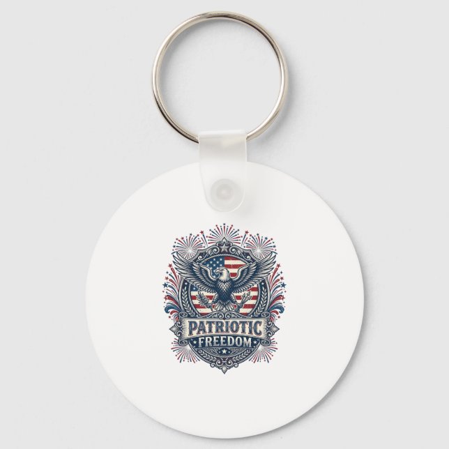 Patriotic Fireworks Festival Vector Graphic Tee_1 Key Ring (Front)