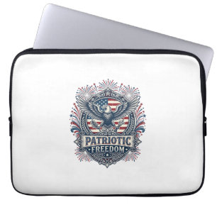 Patriotic Fireworks Festival Vector Graphic Tee_1 Laptop Sleeve