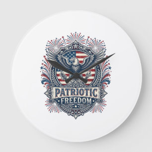 Patriotic Fireworks Festival Vector Graphic Tee_1 Large Clock
