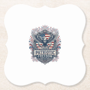 Patriotic Fireworks Festival Vector Graphic Tee_1 Paper Coaster