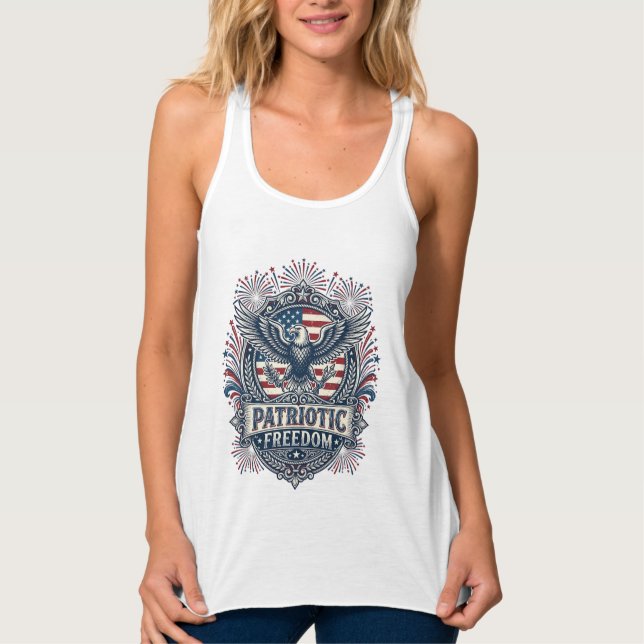Patriotic Fireworks Festival Vector Graphic Tee_1 Singlet (Front)