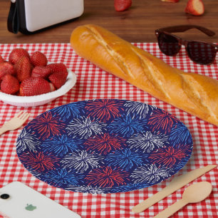 Patriotic Fireworks Paper Plate